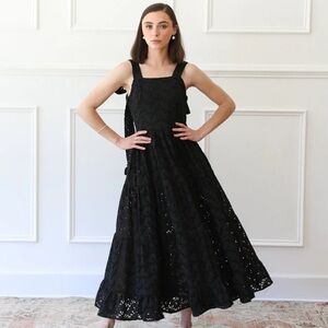 Mille Daphne Dress in Black Floral Cotton Eyelet … - image 1